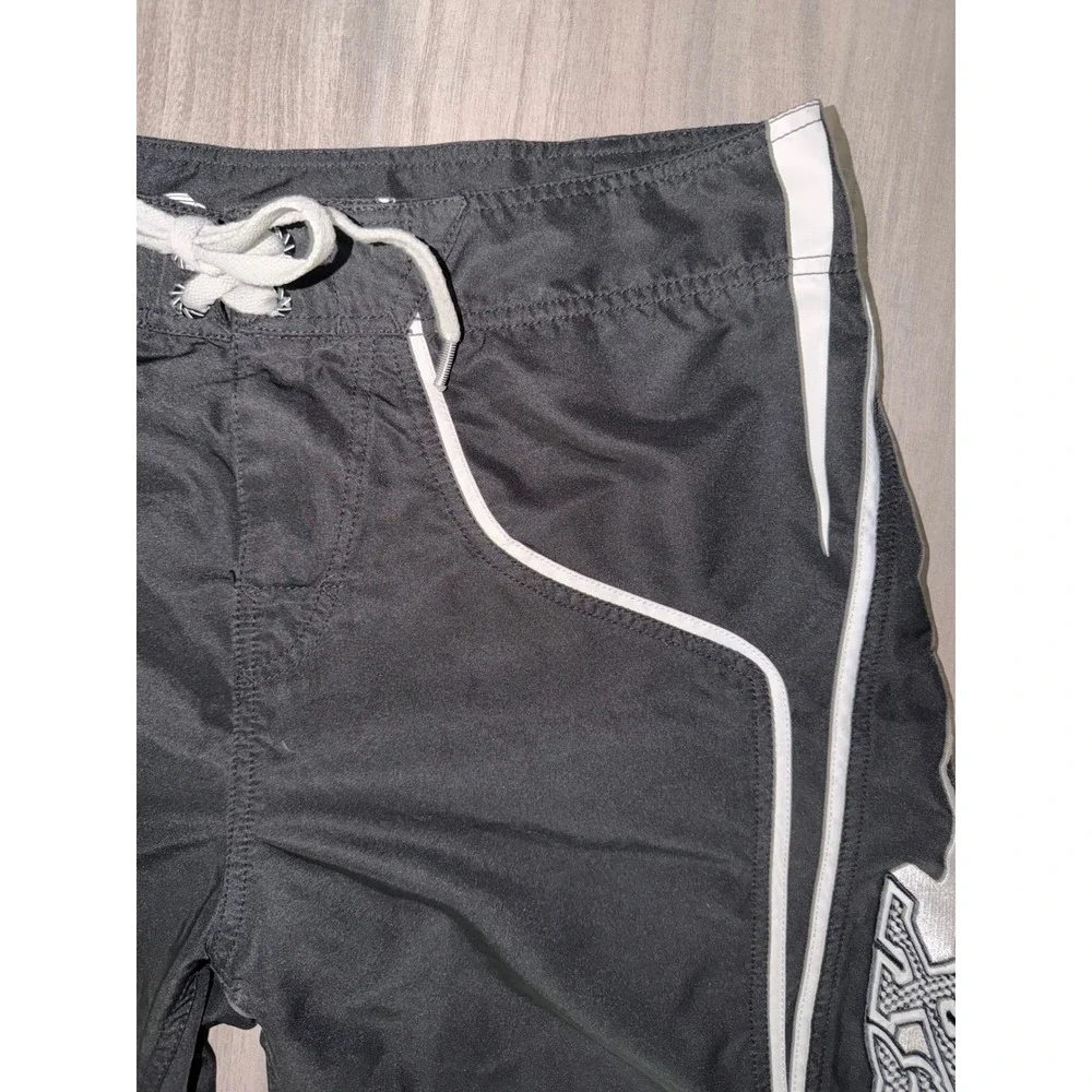 Vtg Y2K Fox Racing Mens Board Shorts Black White Logo Swim Trunks Size 36 X10